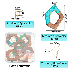 Наборы для самостоятельного изготовления деревянных сережек-подвесок из ореха&nbsp;DIY-OC0006-67