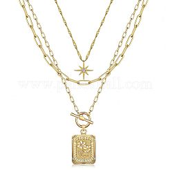 Женские подвески в виде звезды и прямоугольника из латуни с микропаве из прозрачных кубических цирконий с розой&nbsp;FS-WG2F54E-01