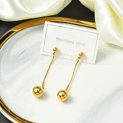 Серьги-гвоздики с круглыми бусинами из нержавеющей стали 304 для женщин EJEW-G417-01G