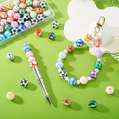 50шт 5 стиля спортивные акриловые бусины с УФ-покрытием наборы&nbsp;OACR-TA0004-14