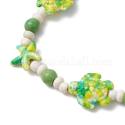 Синтетические бирюзовые бусины с морскими звездами и черепахами&nbsp;BJEW-JB11920-02