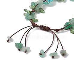 Гальванизированные натуральные зеленые авантюриновые бусины плетеные браслеты для женщин&nbsp;BJEW-TA00610-04