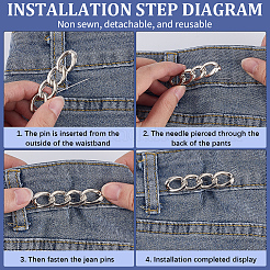 6 шт. регулируемые булавки для джинсов из сплава в форме цепочки&nbsp;AJEW-GF0009-70P