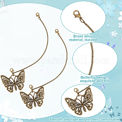 4 шт. латунная цепь и сплав цепи-бабочки для ремней для ботинок&nbsp;HJEW-GO00077