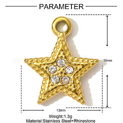 Подвески из нержавеющей стали 304 со стразами&nbsp;STAS-OY001-22G