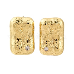 Прямоугольные серьги-гвоздики из латуни с микропаве и цирконием&nbsp;EJEW-R025-21G