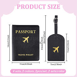8 комплект из 2-х цветных бирок для багажа и обложек для паспорта из искусственной кожи&nbsp;AJEW-GO0002-74