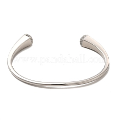 Кристалл горный хрусталь простой тонкий открытый браслет-манжета&nbsp;LS-BJEW-F443-01P