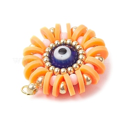 Круглые подвески из полимерной глины и стекла ручной работы с эффектом сглаза&nbsp;PALLOY-MZ00638-05