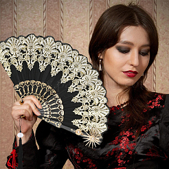 1 шт. складной веер из полиэстера и пластикового сплава&nbsp;AJEW-SP0003-75A