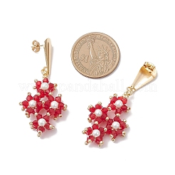 3 пара стеклянных сережек-гвоздиков с подвесками&nbsp;EJEW-MZ00626