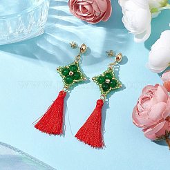 Серьги-гвоздики из натурального малайзийского нефрита&nbsp;EJEW-MZ00282-01