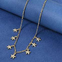 Ожерелья с подвесками в виде морских звезд из латуни с прозрачным фианитом и прозрачным фианитом&nbsp;NJEW-B157-05G