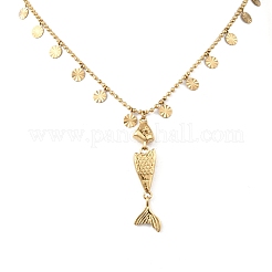 Женские ожерелья с подвеской в виде рыбы из нержавеющей стали 304&nbsp;NJEW-F362-01G