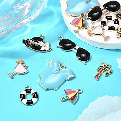 14 шт. 7 стиля подвески из сплава и эмали на пляжную тематику&nbsp;ENAM-FP0002-79