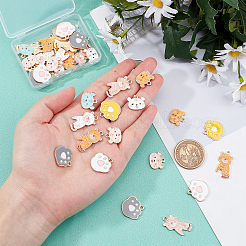 40шт 10 стиля светлые позолоченные подвески из сплава с эмалью&nbsp;ENAM-FH0001-24