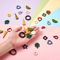 120 шт. 20 подвески из окрашенного дерева/звенья/кабошоны/бусины&nbsp;WOOD-BT0001-05