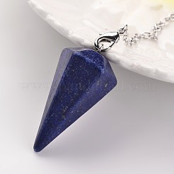 Маятники из латуни платинового цвета с конусом из лазурита&nbsp;MAK-M015-01A