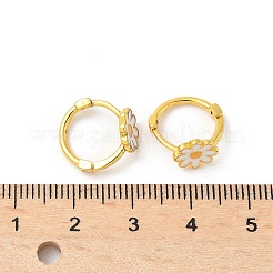 Серьги-кольца из латуни с эмалью в виде маргаритки для женщин&nbsp;EJEW-G434-02G