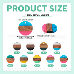 36 шт. подвески из двух цветов: прозрачной и непрозрачной смолы и орехового дерева&nbsp;RESI-TA0004-60