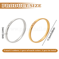 2 шт. 2 цвета 304 нержавеющая сталь стразы простые кольца для женщин&nbsp;RJEW-LP0001-37