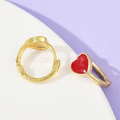 Серьги-кольца из латуни с эмалью в форме сердца&nbsp;LS-EJEW-S277-03G