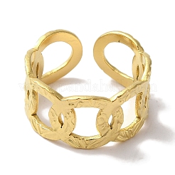 PVD вакуумное покрытие 201 нержавеющая сталь панцирная цепь открытые манжеты кольца для женщин&nbsp;RJEW-C092-16G