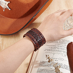 Плетеные браслеты искусственная кожа шнур&nbsp;BJEW-WH0014-075A