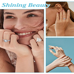 4 шт регулируемые латунные кольца с микропаве из кубического циркония для женщин&nbsp;RJEW-LP0001-26