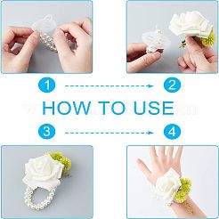 Пластиковые эластичные браслеты с имитацией жемчуга&nbsp;FIND-NB0001-22