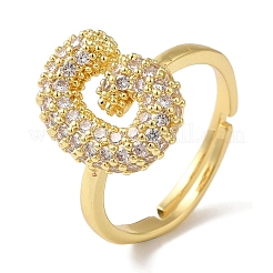 Стойка покрытие буква латунь микро паве прозрачный кубический цирконий регулируемые кольца для женщин&nbsp;KK-S391-03G-G