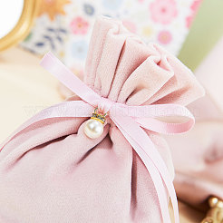 Бархатные сумки для бижутерии с кулиской и пластиковой имитацией жемчуга&nbsp;LS-TP-CJC0001-03C