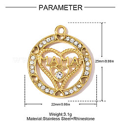 Подвески из нержавеющей стали 304 со стразами ко Дню матери&nbsp;STAS-OY008-88G