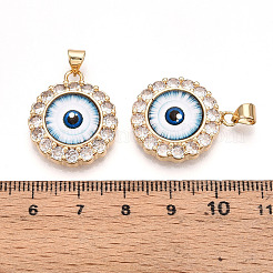 Латунные подвески с микропаве из прозрачных кубических цирконий для женщин&nbsp;KK-T070-92A-01