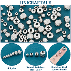 80 шт. 4 стиля 201 нержавеющая сталь разделительные бусины&nbsp;STAS-UN0060-39