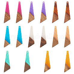 16шт 8 цвета подвески из смолы и дерева&nbsp;WOOD-TA0002-70