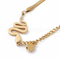 Ожерелье с подвеской из хрустальных страз и цепочками с рисунком «елочка» из нержавеющей стали 304&nbsp;NJEW-P269-04B-G