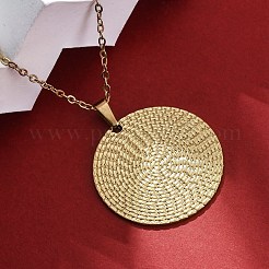 Плоские круглые подвески из нержавеющей стали 304&nbsp;NJEW-M096-28G