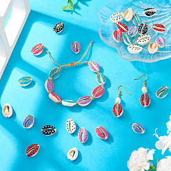 28шт 7 цвета натуральные бусины из ракушек каури&nbsp;SSHEL-TA0001-22