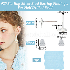 10 пара 925 сережек-гвоздиков из стерлингового серебра&nbsp;STER-BBC0006-16