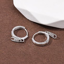Серьги-кольца из стерлингового серебра с микропаве из прозрачных кубических цирконий с застежкой-молнией 925&nbsp;EJEW-K317-01P