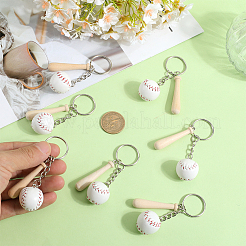 12 шт. мини-брелок-подвеска из искусственной кожи в виде бейсбольной биты из дерева&nbsp;DIY-SP0001-51A