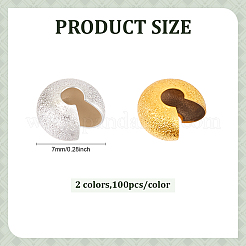 200 шт. 2-цветные текстурированные латунные крышки для обжимных бусин&nbsp;KK-ME0003-43