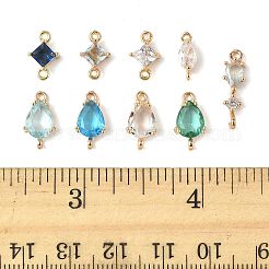 18 шт. 9 стиля латунных паве прозрачных стеклянных звеньев/соединителей&nbsp;GLAA-FS0002-34