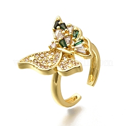 Кольца-манжеты для пальцев из латуни с микропаве из кубического циркония для женщин&nbsp;RJEW-M028-25G-07