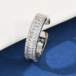 Манжеты из латуни с микро паве кубический цирконий для женщин&nbsp;RJEW-F182-01P