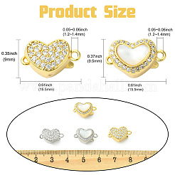 4 шт. 4-х стилевые застежки-коробочки из латуни с микропаве из прозрачного кубического циркония&nbsp;KK-CJ0003-35