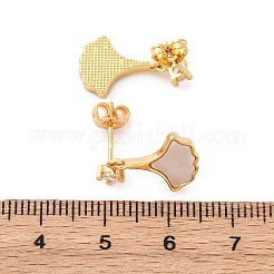 Серьги-гвоздики из листовой латуни с микропаве из кубических цирконий&nbsp;KK-D363-14G