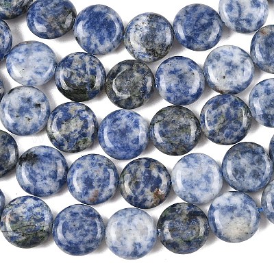 Натуральное синее пятно нитки из бисера яшмы&nbsp;G-L648-B08-15mm-1