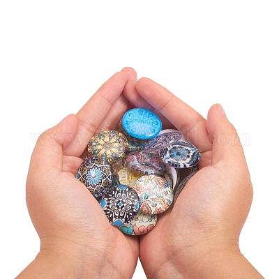 Печатные стеклянные кабошоны&nbsp;GGLA-YW0001-01A-1